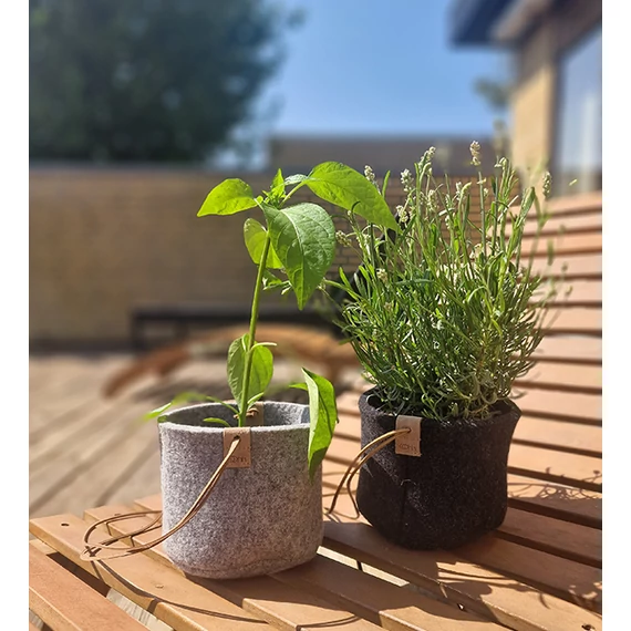 WOOL Zero waste felakasztható virágtartó - szürke