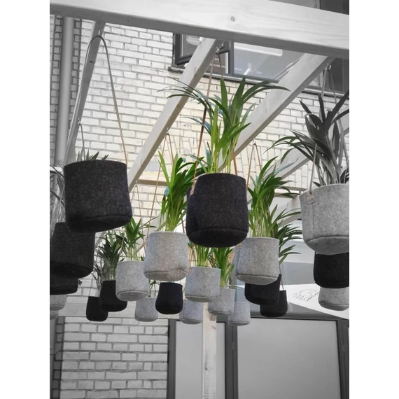 WOOL Zero waste felakasztható virágtartó - szürke