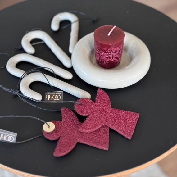 GLØD kis ajándékcsomag – homokszínű Candy Cane díszek és bordó gyertyák