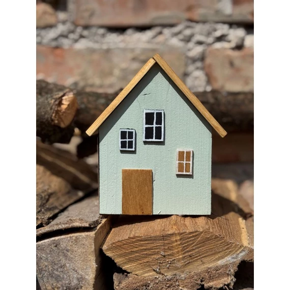 Színes fa házikó, világoskék, M