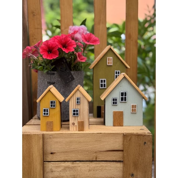Színes fa házikó, olivazöld, XL