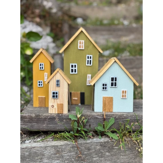 Színes fa házikó, olivazöld, XL