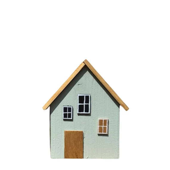 Színes fa házikó, világoskék, M