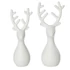 Kép 1/3 - Kerámia szarvas pár – kézzel készült fehér dekoráció, H16,5 és H20 cm.